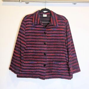 Koret Vintage Pink Purple Red Black Textured Button-Down Blazer Size Large